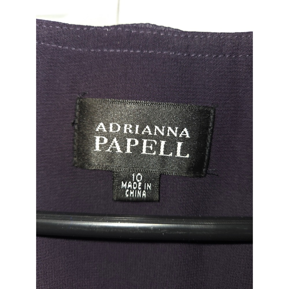 Adrianna Papell Ruffle Tiered Dress Womens 10 Purple Cocktail Party Elegant - Picture 4 of 5